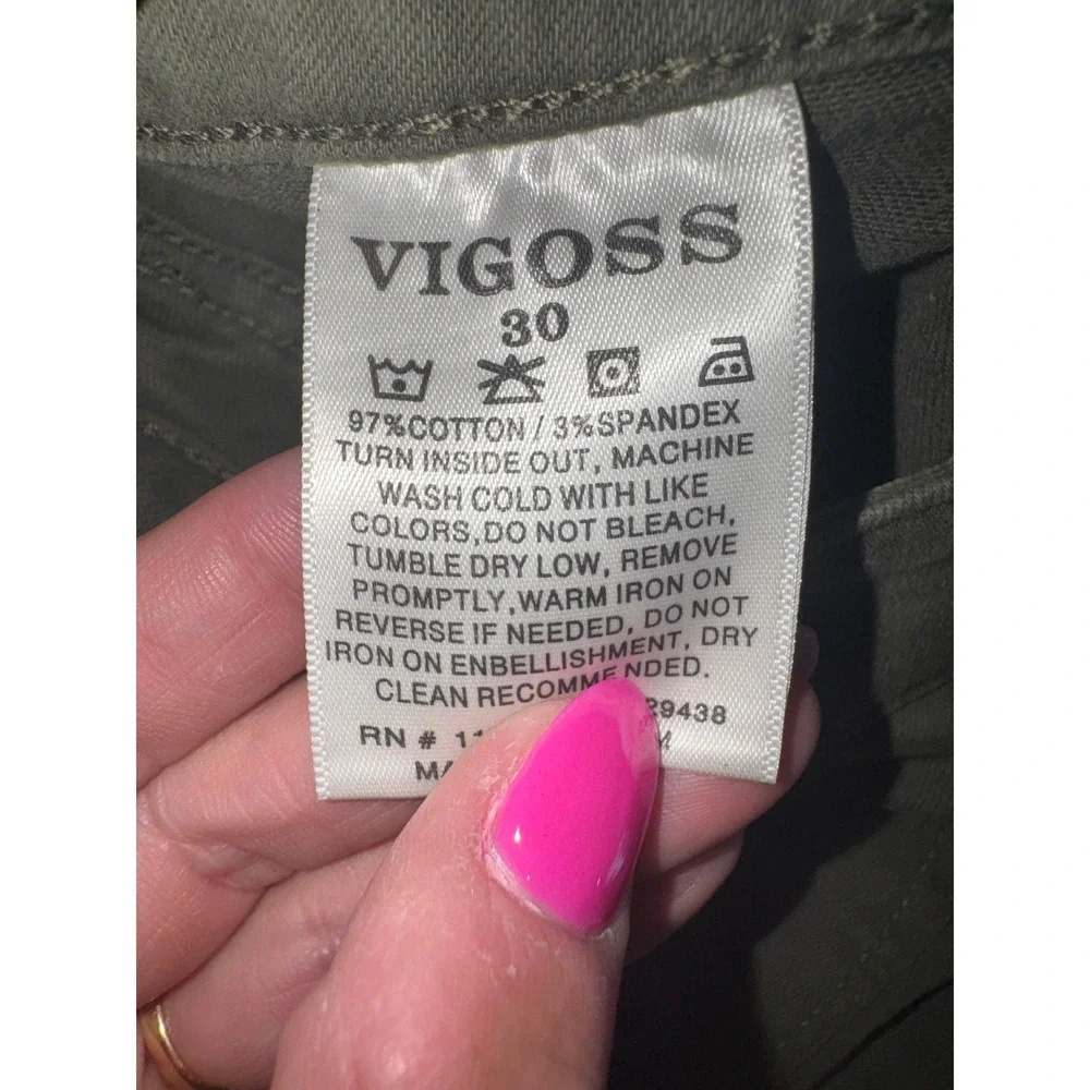 Vigoss Marley Mid Rise Skinny Pants Womens Olive Green Utility Cargo 30 NEW